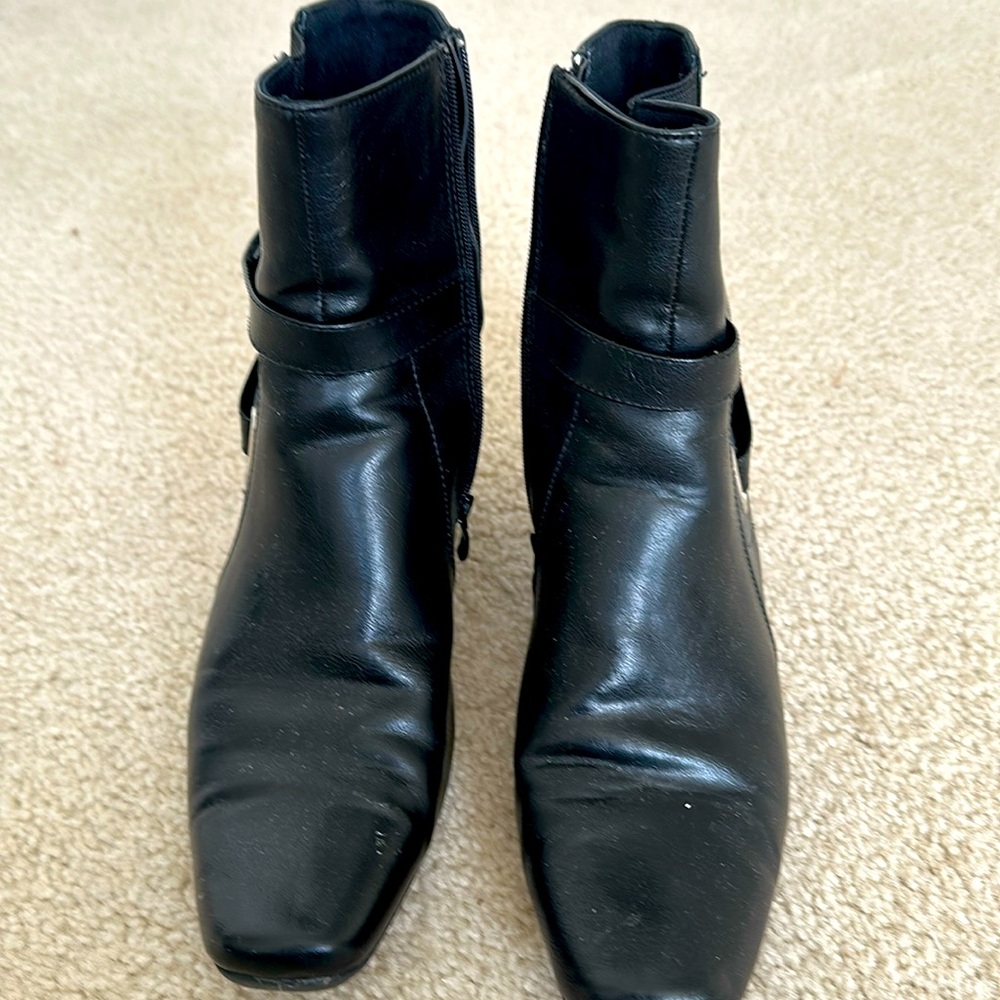Black leather boots